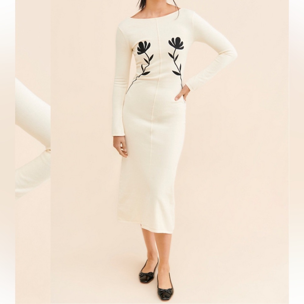Another girl eve floral knit midi dress